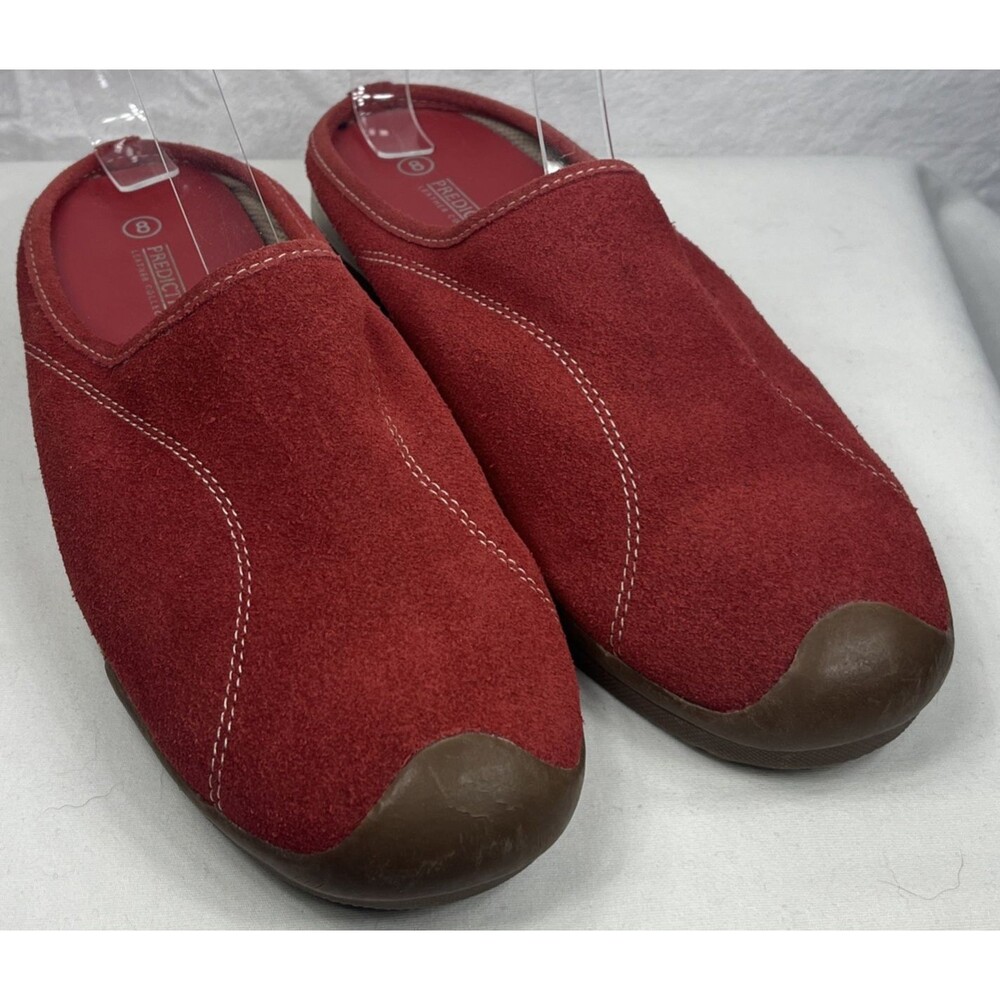 Predictions Leather Collection Women's Leather Mules Slip On Shoes Red Size 8